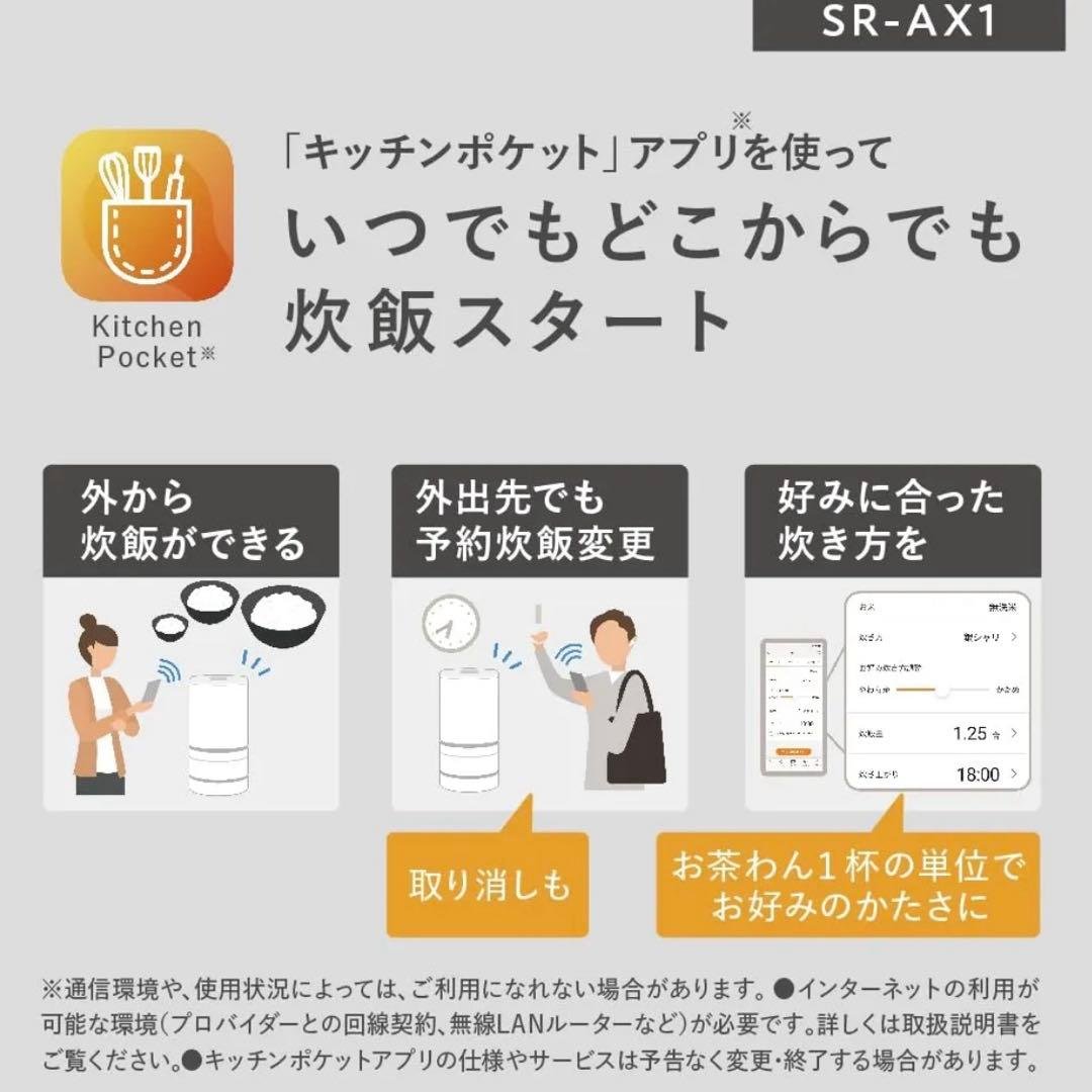 新品未使用 パナソニック 炊飯器 2合 IH 無洗米 全自動 SR-AX1-W