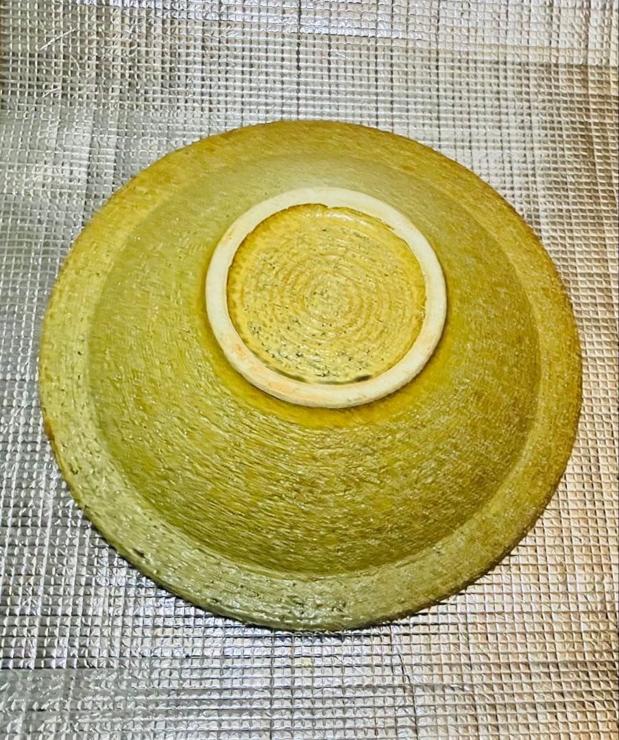 焼物　生花の水盤　黄色い