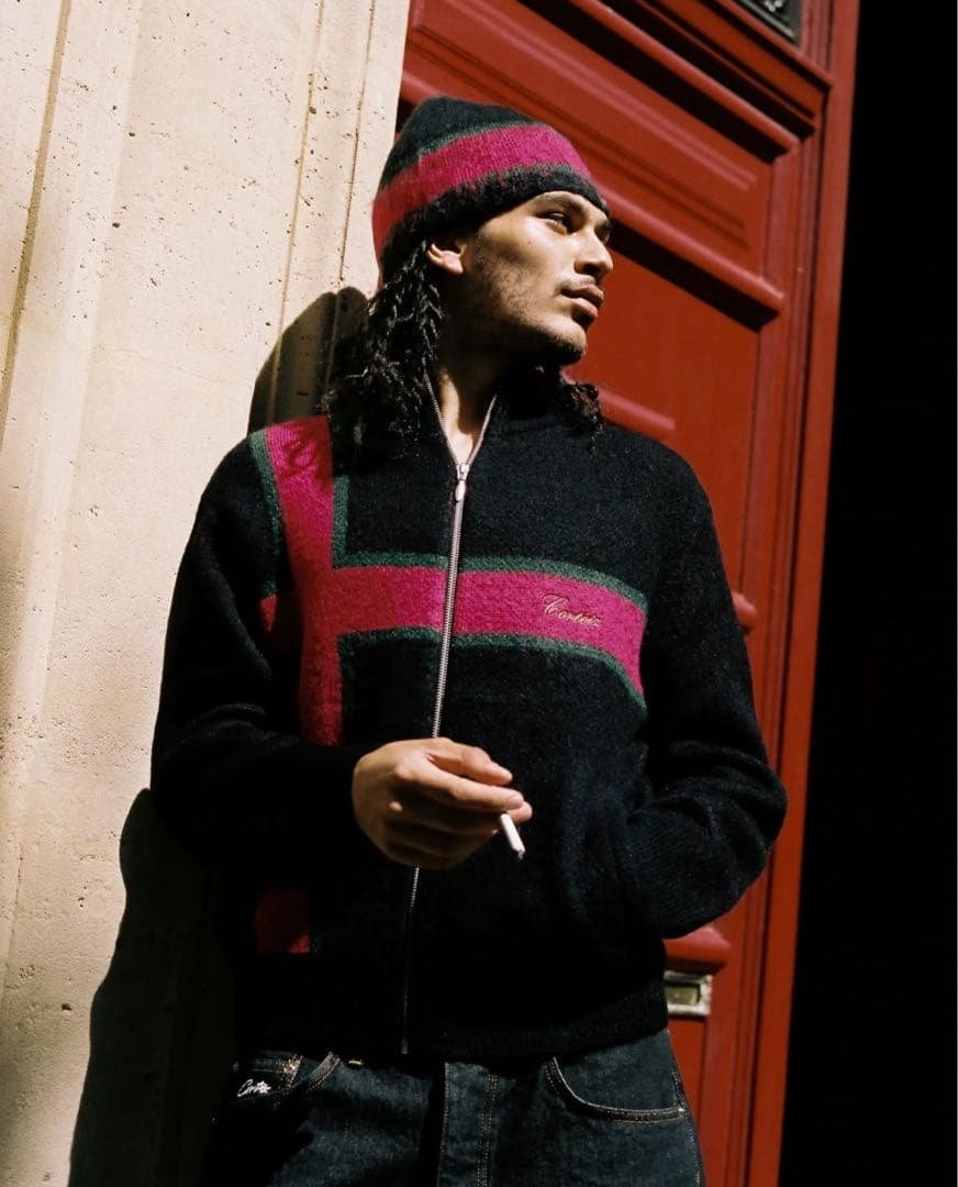 Corteiz LUX KNIT ZIP UP [BLACK] ニット