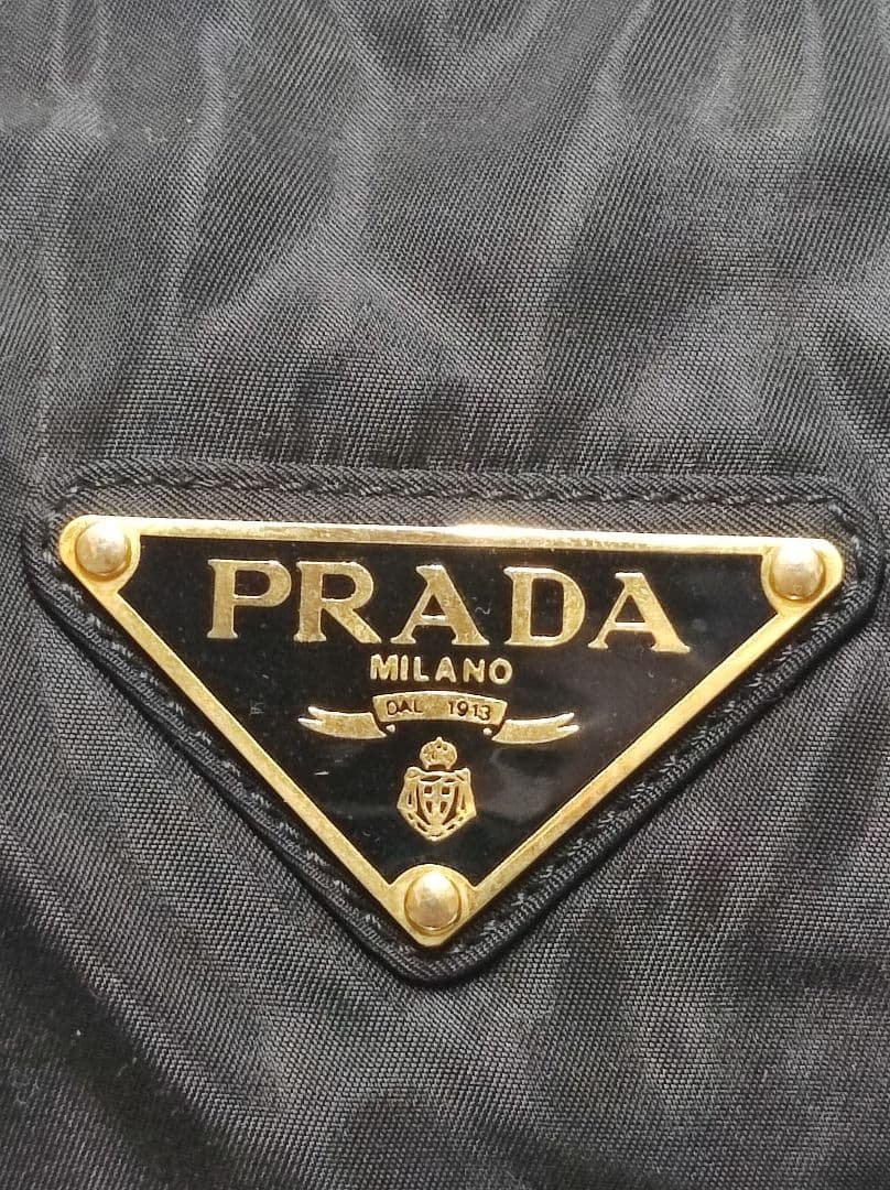 美品 PRADA Tessuto Catena ブラックハンドバッグ