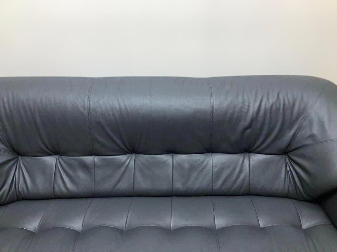 送料無料 3人掛け ソファ 合成皮革 ダークグレー 木製肘掛 75032-1-