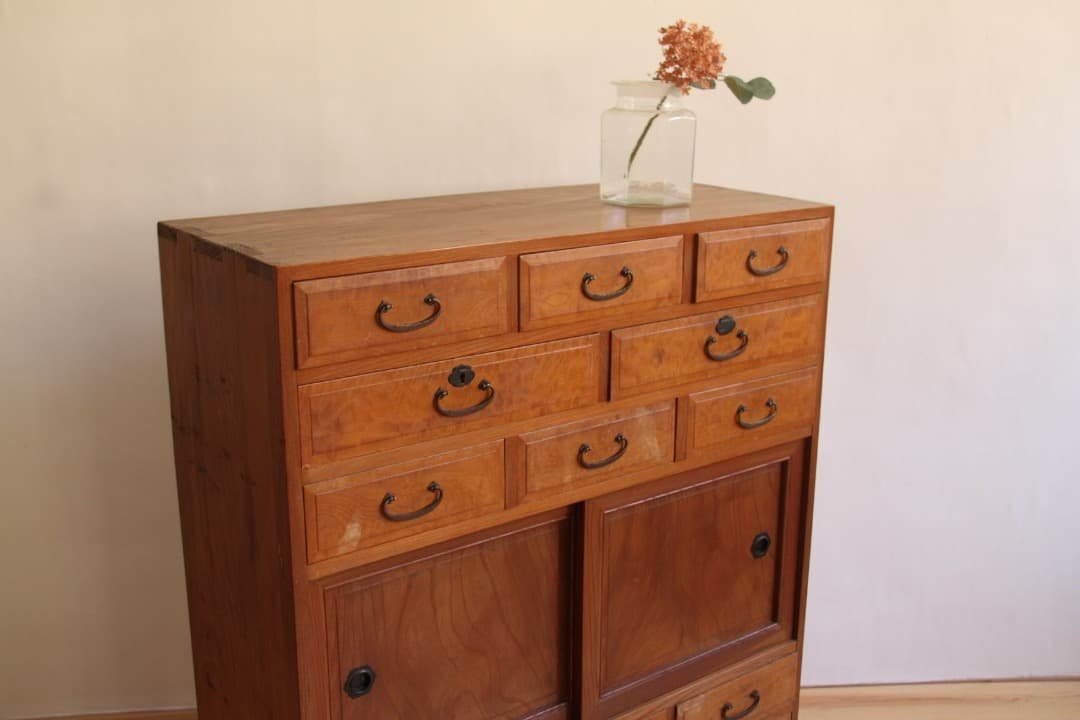 収納棚　チェスト　和箪笥　木製　ナチュラル　和家具　古道具　古家具　アンティーク