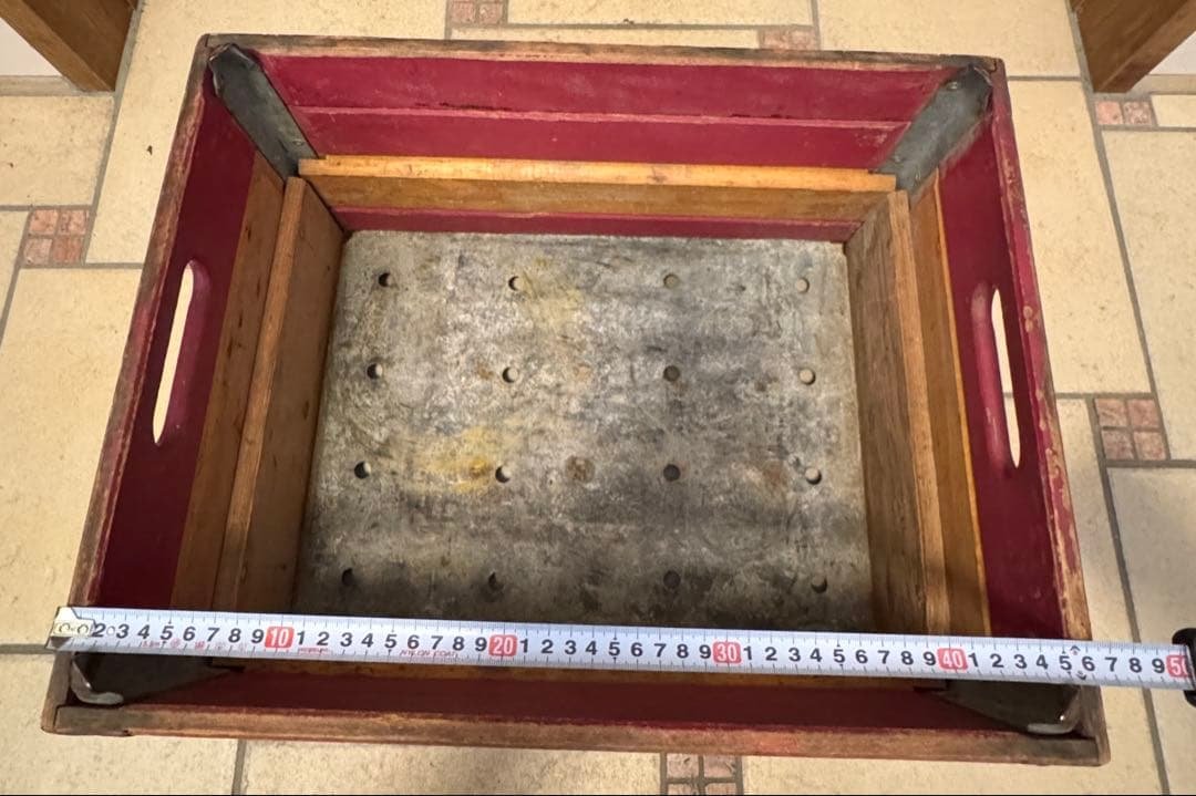 ビンテージ　木箱　金属枠 Wooden Box クレート