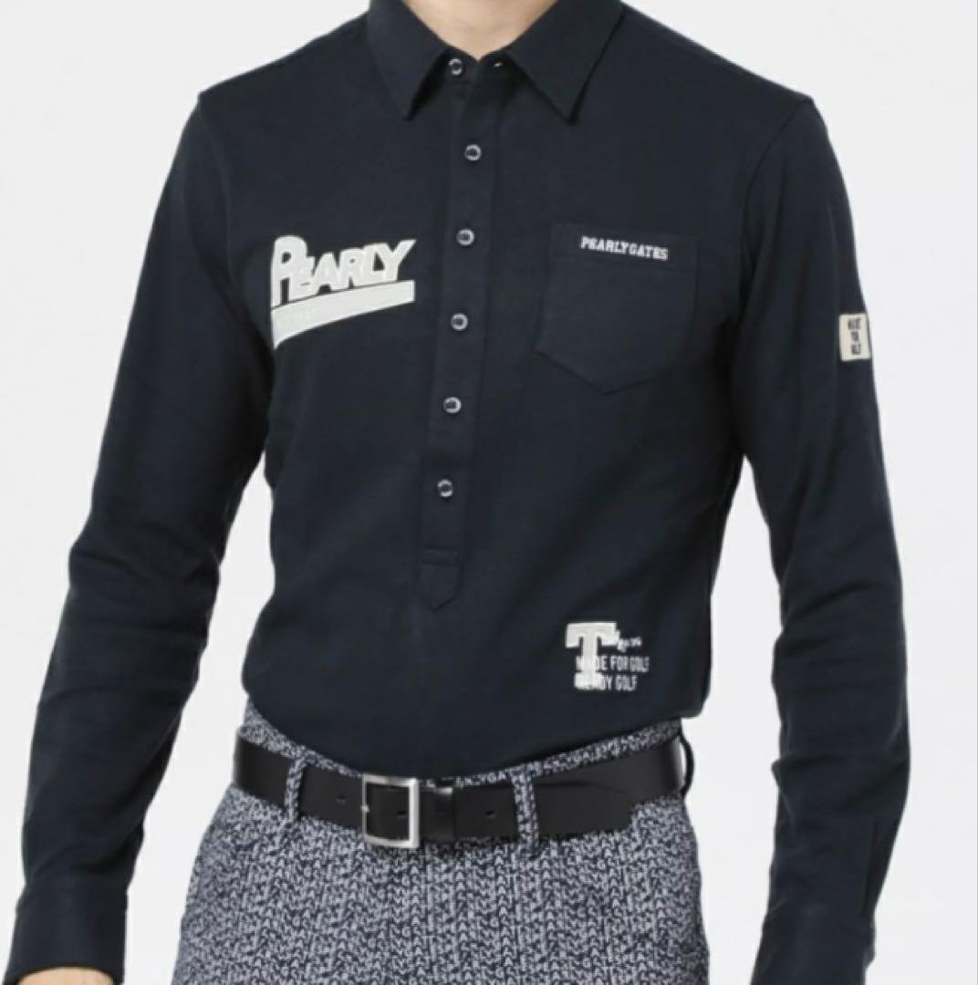 新品 パーリーゲイツ ストレッチカノコスムースピーチ 長袖ポロシャツ(6)LL紺