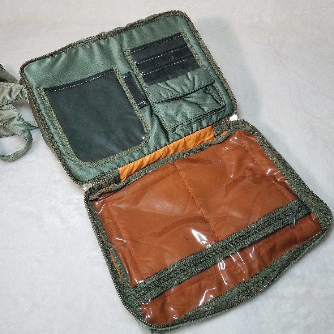 美品 PORTER　ポーター タンカー ショルダーバッグ L 2層 カーキ